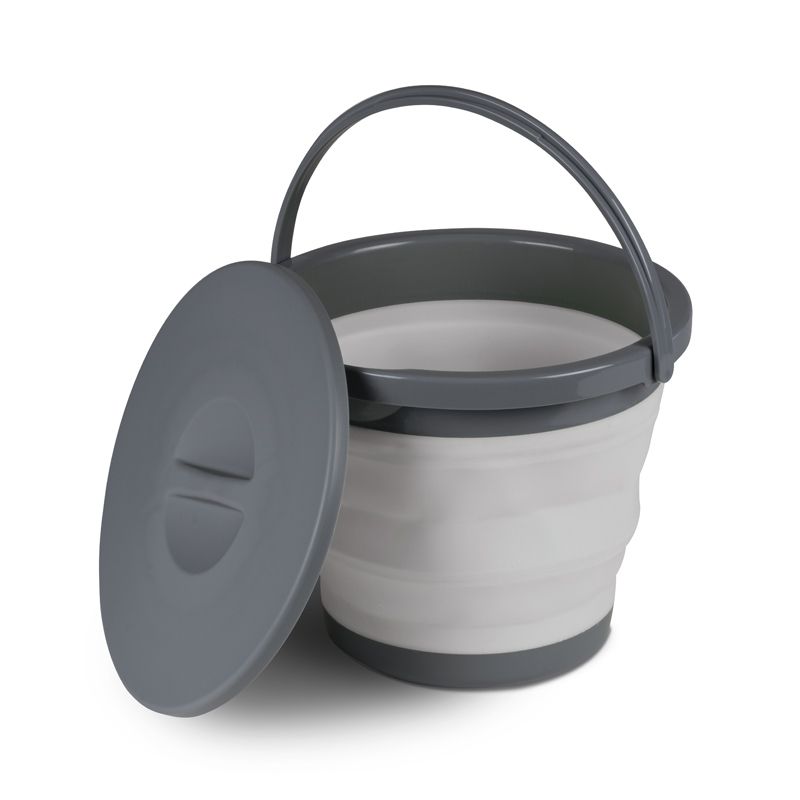 Kampa 5L Collapsible Bucket With Lid Grey