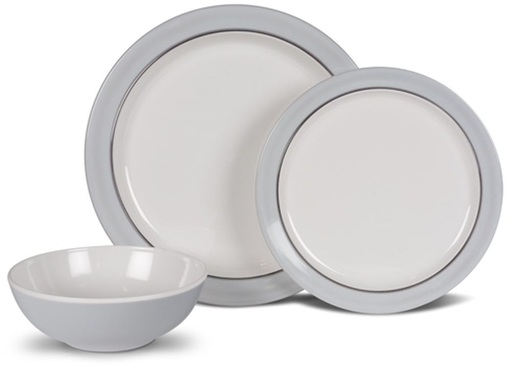 Kampa Classic Grey 12pc Dinner Set Non-Slip Melamine (Plastic)