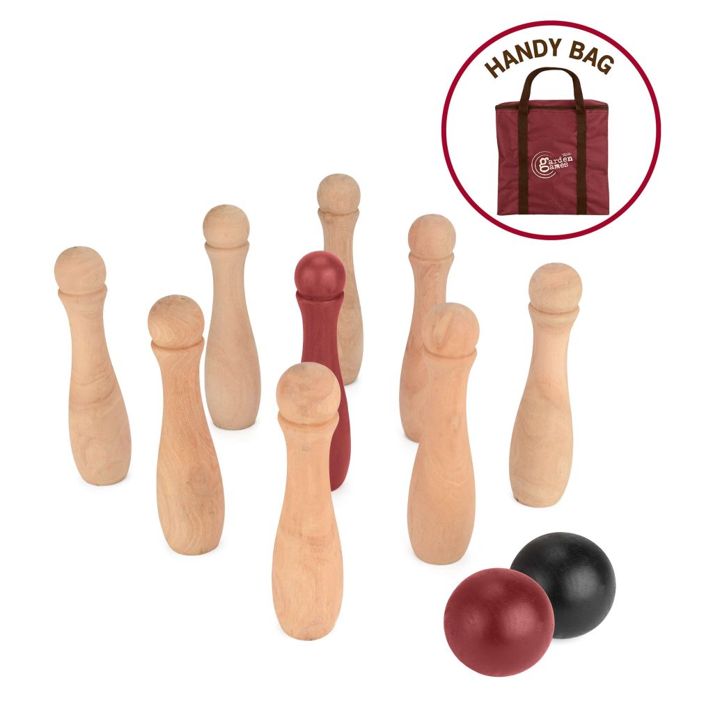 Toyrific Wooden Skittles Set - with Carry Bag