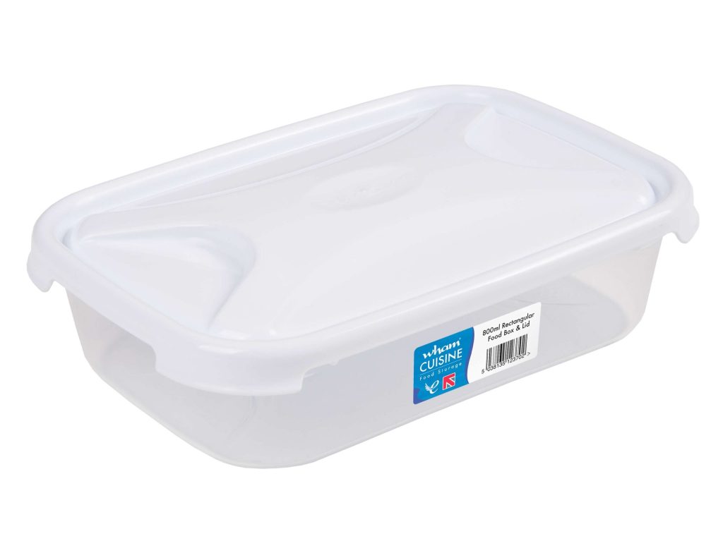 Wham Cuisine 800ml Rect Food Box Clear/Ice White