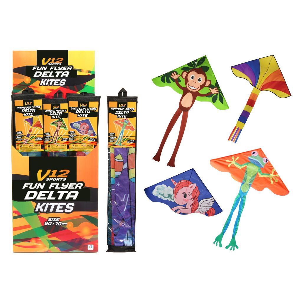 V12 Delta Fun Kite Choice of 4 Assorted Designs