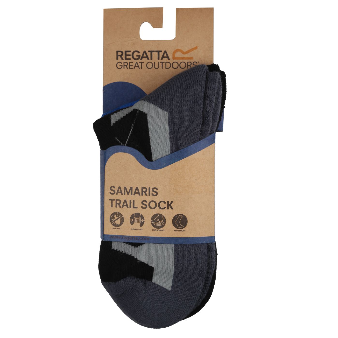 Regatta 2pk Outdoor Activity Socks (Black/Hawaii)