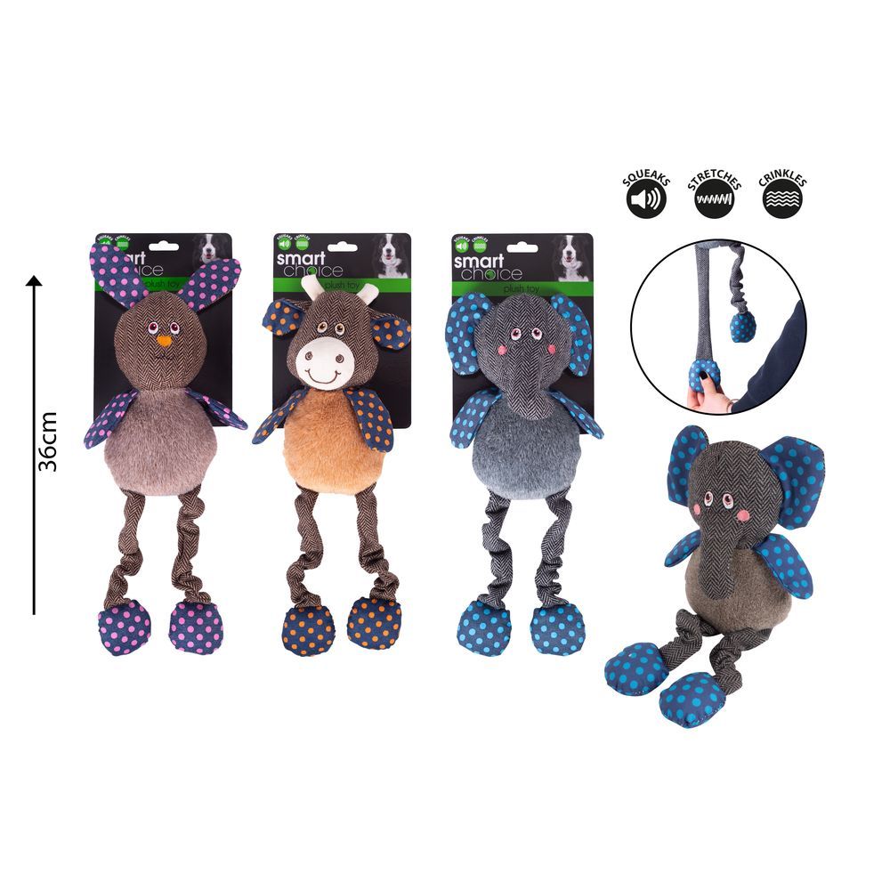 Smart Choice Stretchy Plush Dog Toy Assorted designs, sold separately