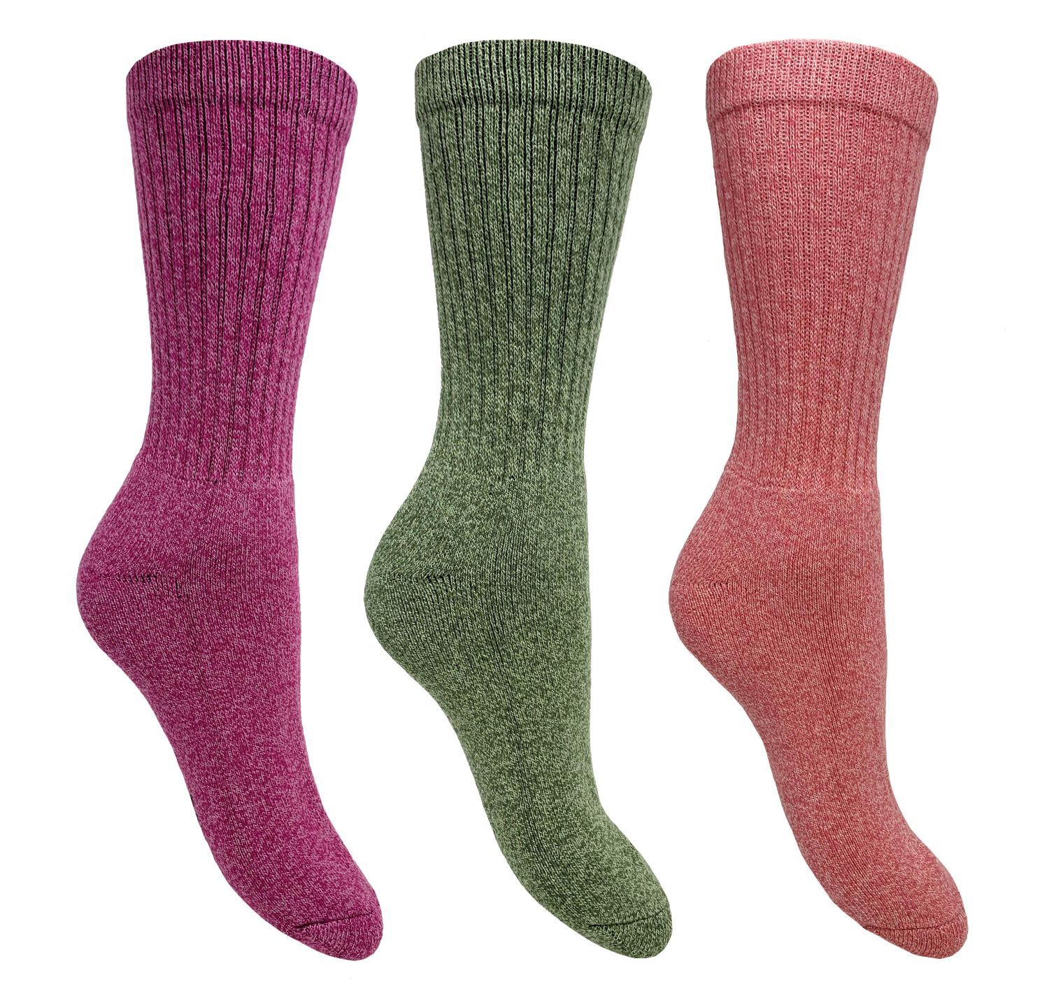 Bramble Ladies All Terrain Walking Socks 3 Pair Pack - Pink Mix/Kahki ...